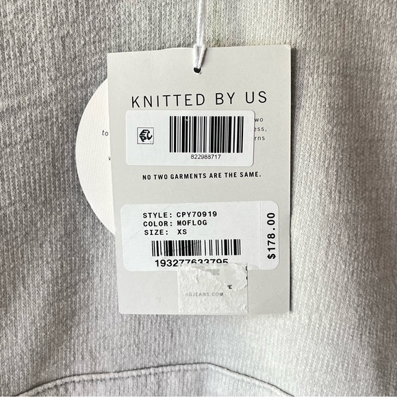 NWT AG Jeans Adriano Goldschmied Nova Cotton Vintage Hoodie Moflog Light Gray XS - Picture 5 of 13